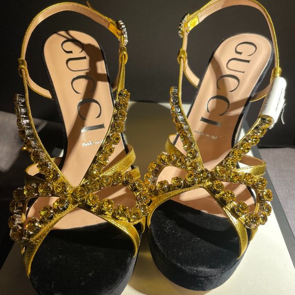 Gucci sand pelle nappa silk high heels - Picture 2 of 11